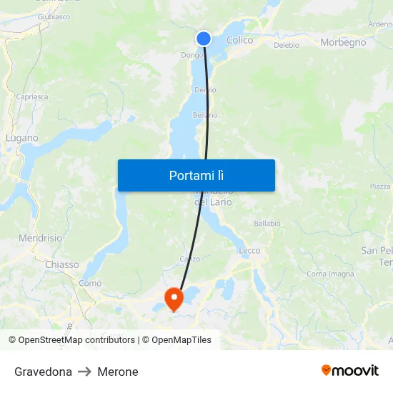 Gravedona to Merone map