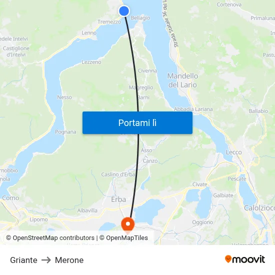 Griante to Merone map
