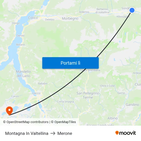 Montagna In Valtellina to Merone map