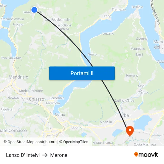 Lanzo D' Intelvi to Merone map