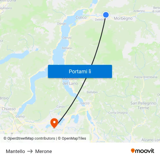 Mantello to Merone map