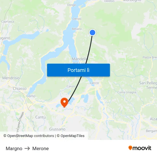 Margno to Merone map