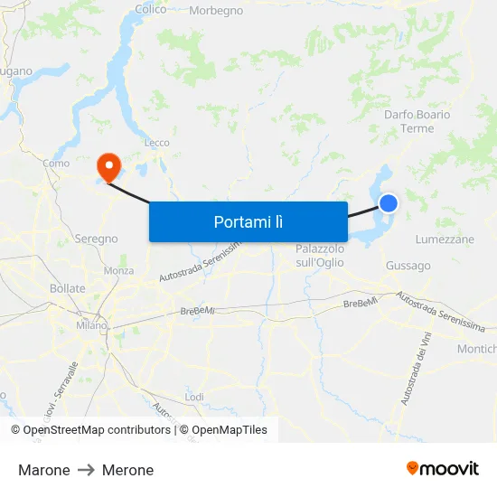 Marone to Merone map