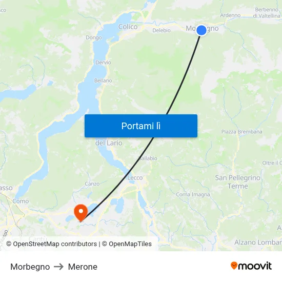 Morbegno to Merone map