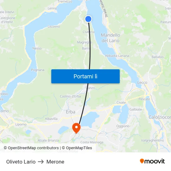 Oliveto Lario to Merone map