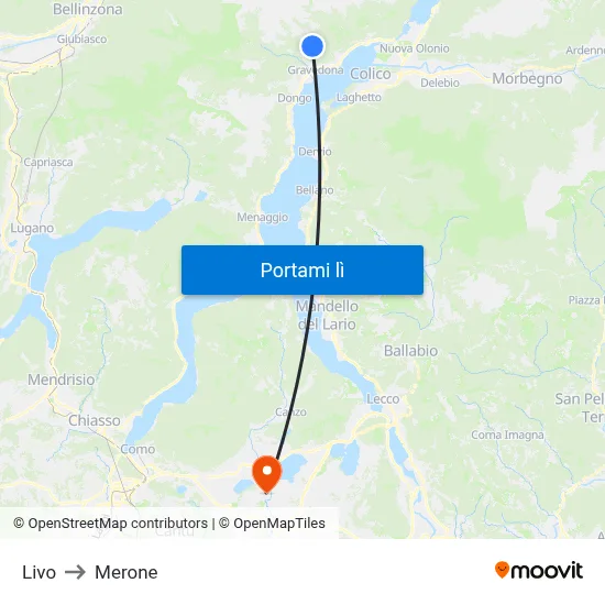 Livo to Merone map