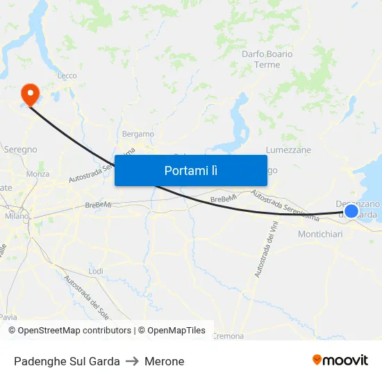 Padenghe Sul Garda to Merone map