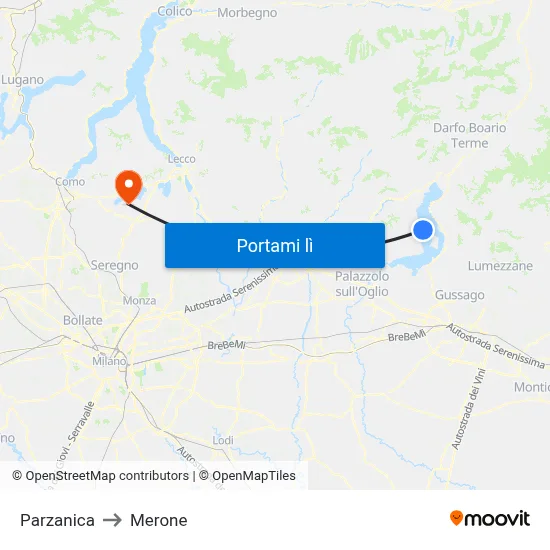 Parzanica to Merone map