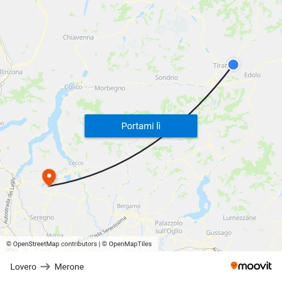 Lovero to Merone map