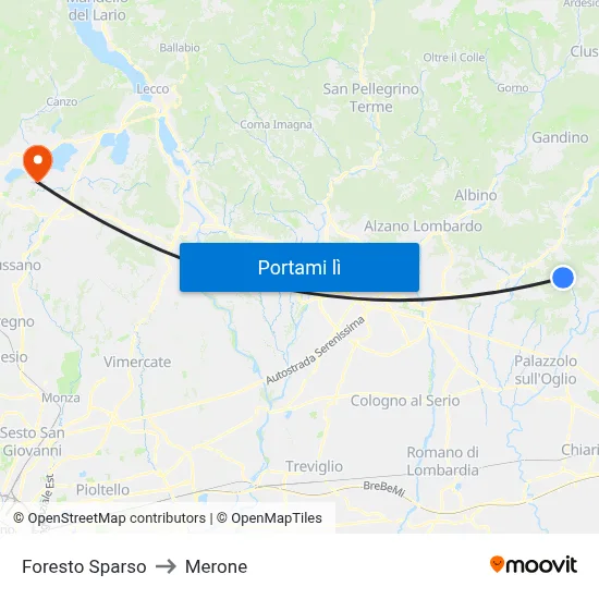 Foresto Sparso to Merone map