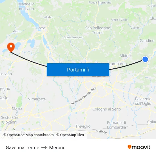 Gaverina Terme to Merone map