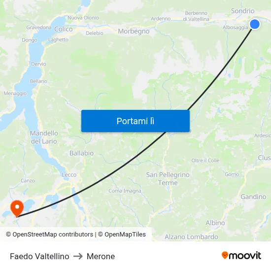 Faedo Valtellino to Merone map