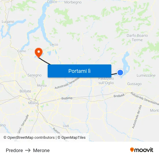 Predore to Merone map