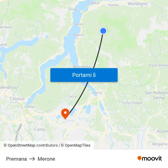 Premana to Merone map