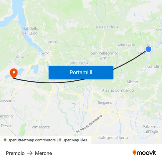 Premolo to Merone map