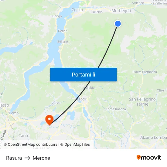 Rasura to Merone map