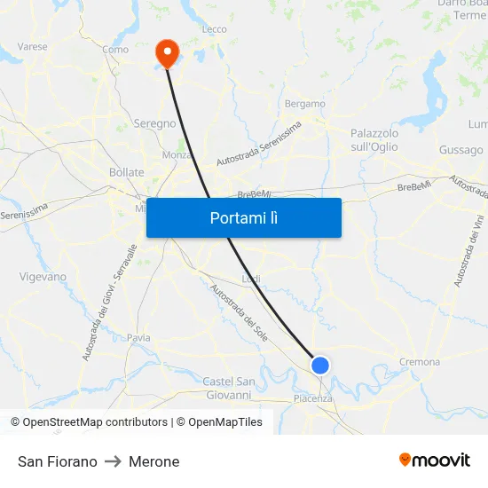 San Fiorano to Merone map