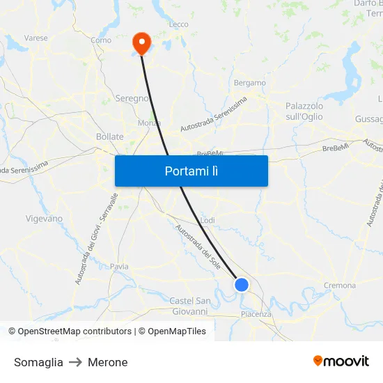 Somaglia to Merone map