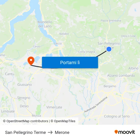 San Pellegrino Terme to Merone map