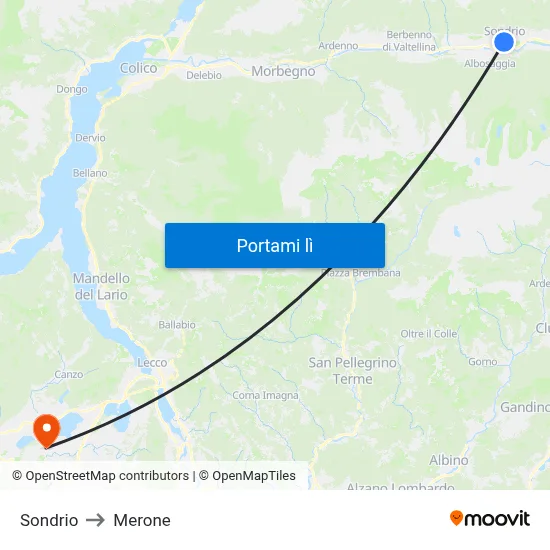 Sondrio to Merone map