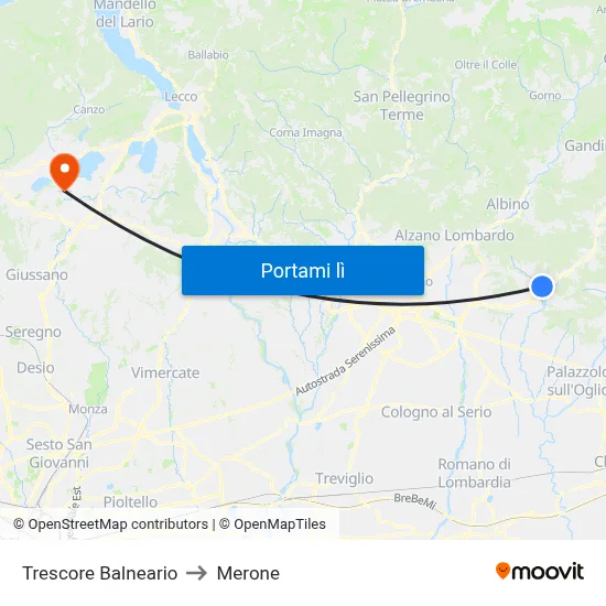 Trescore Balneario to Merone map