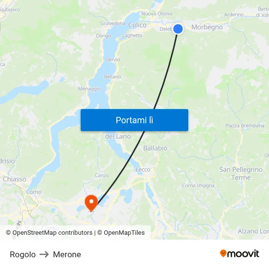 Rogolo to Merone map