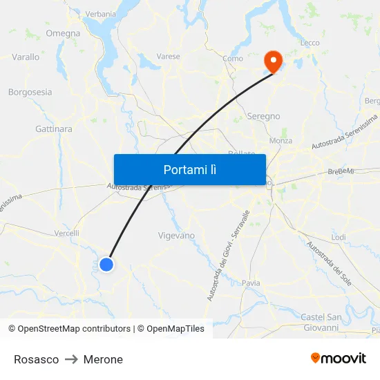 Rosasco to Merone map