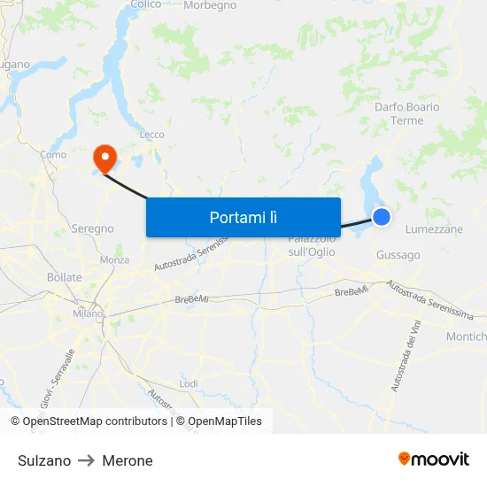 Sulzano to Merone map