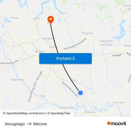Secugnago to Merone map
