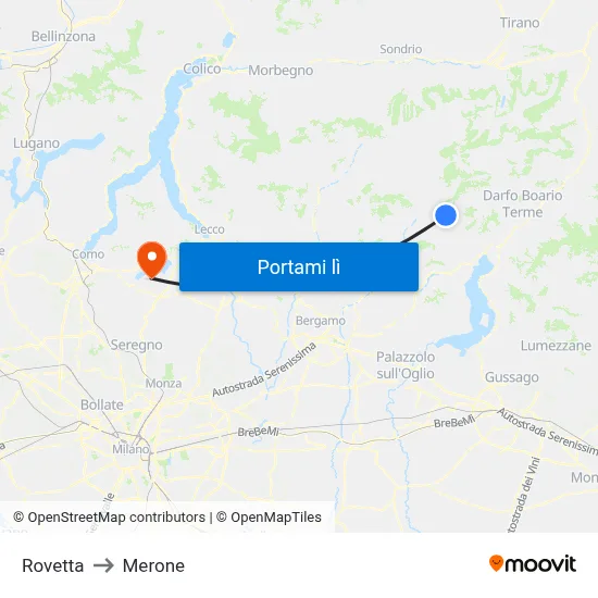 Rovetta to Merone map