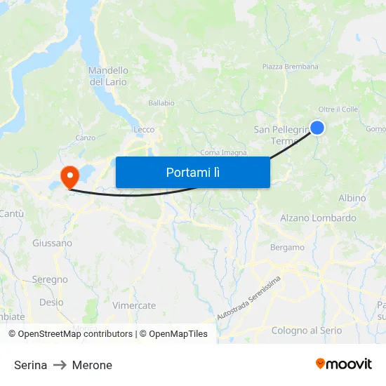 Serina to Merone map