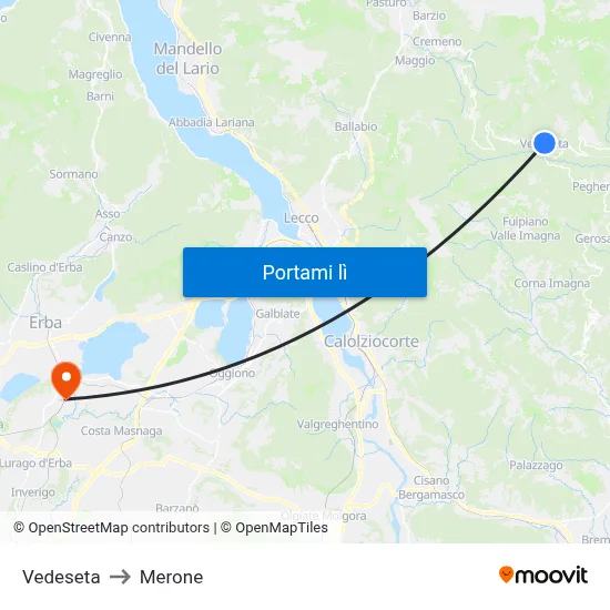 Vedeseta to Merone map