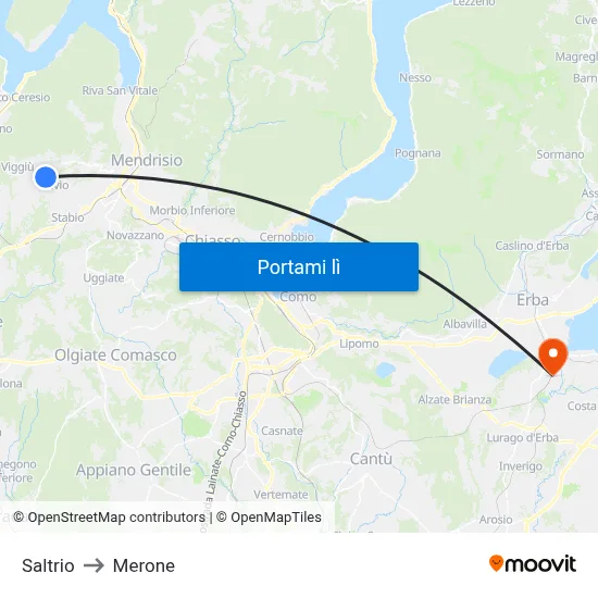 Saltrio to Merone map