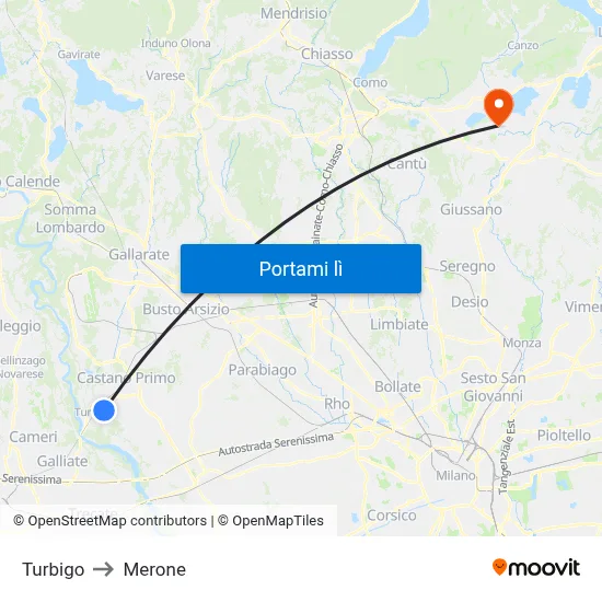 Turbigo to Merone map