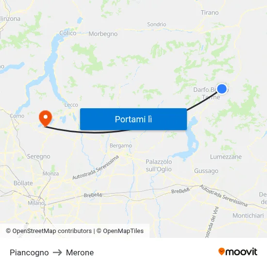 Piancogno to Merone map
