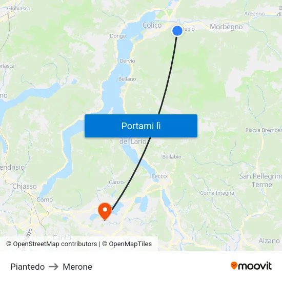 Piantedo to Merone map