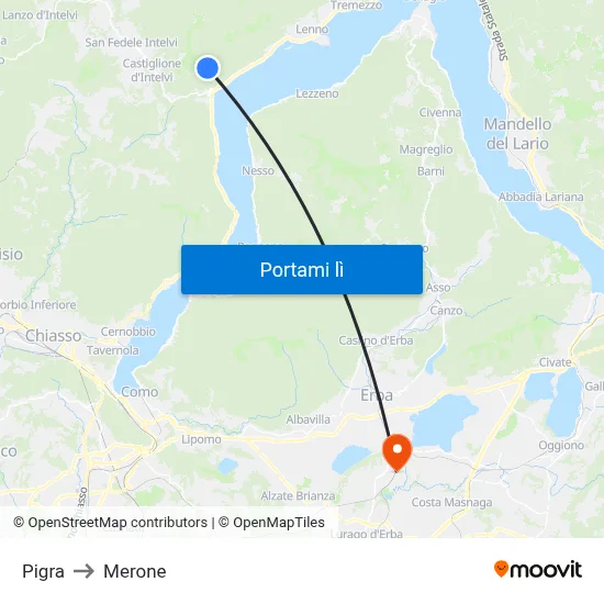 Pigra to Merone map