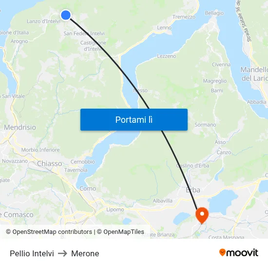 Pellio Intelvi to Merone map