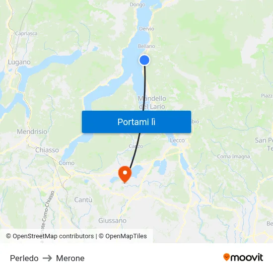 Perledo to Merone map