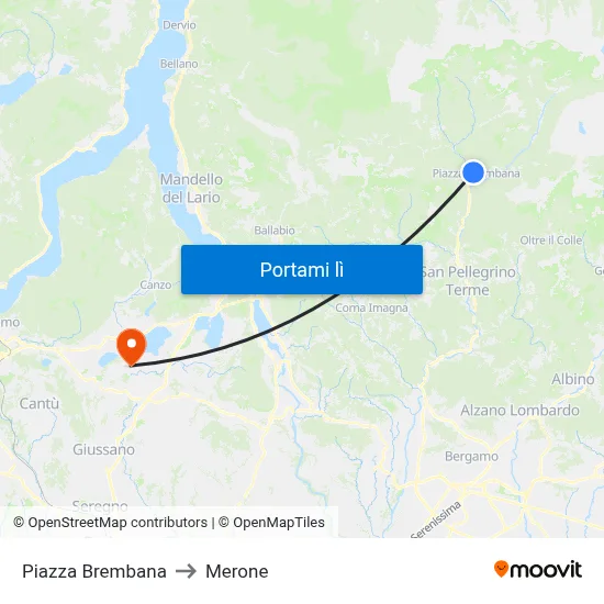 Piazza Brembana to Merone map