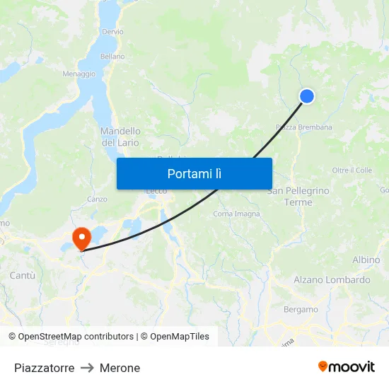 Piazzatorre to Merone map