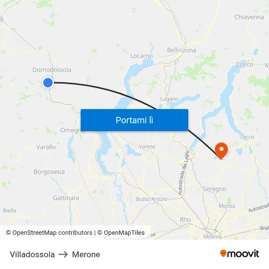 Villadossola to Merone map