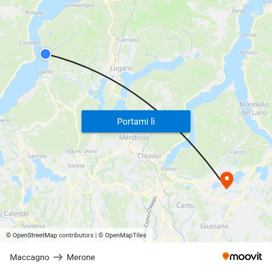 Maccagno to Merone map