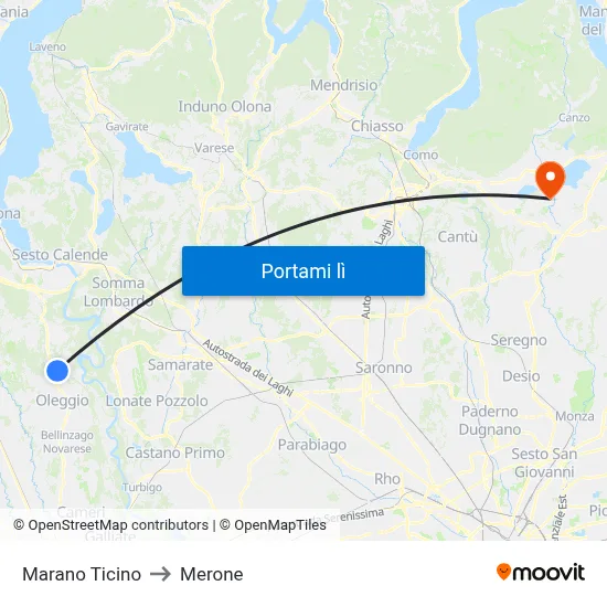 Marano Ticino to Merone map