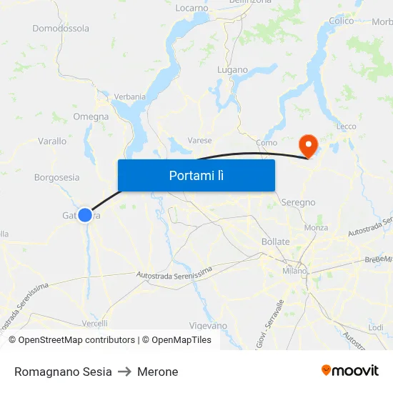 Romagnano Sesia to Merone map