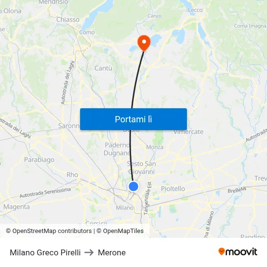 Milano Greco Pirelli to Merone map