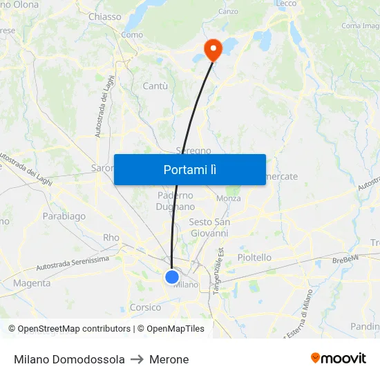 Milano Domodossola to Merone map