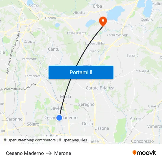 Cesano Maderno to Merone map