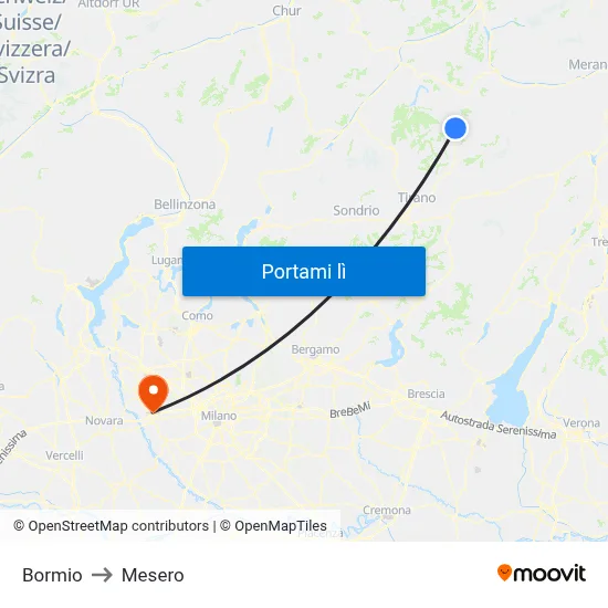 Bormio to Mesero map