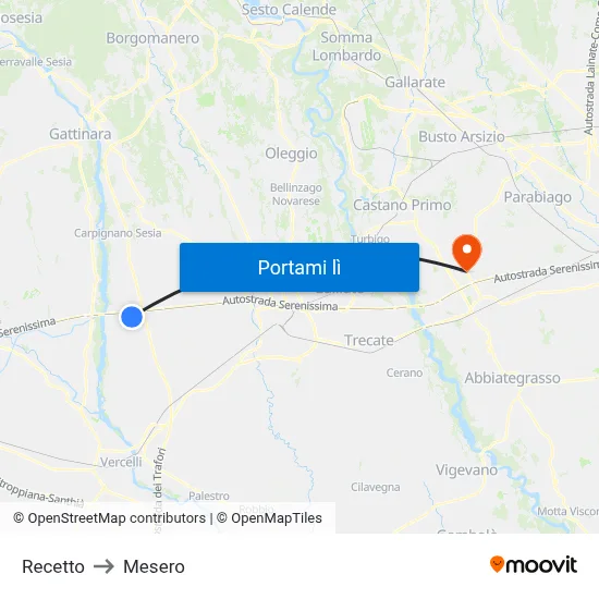 Recetto to Mesero map